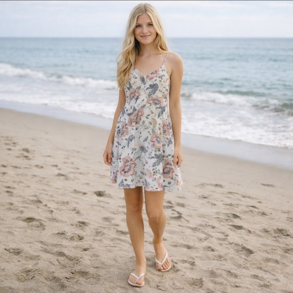 LOFT Dresses & Skirts - LOFT Slip Dress white lined Floral Paisley Print A Line Slip Babydoll Dress Sz 6